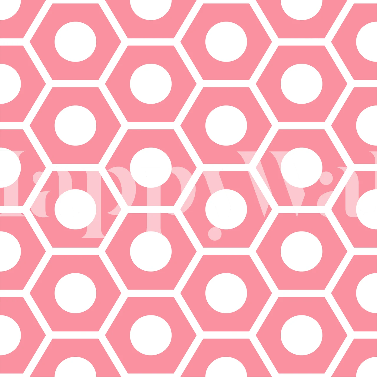 Pink white hexagon pattern wallpaper in a room