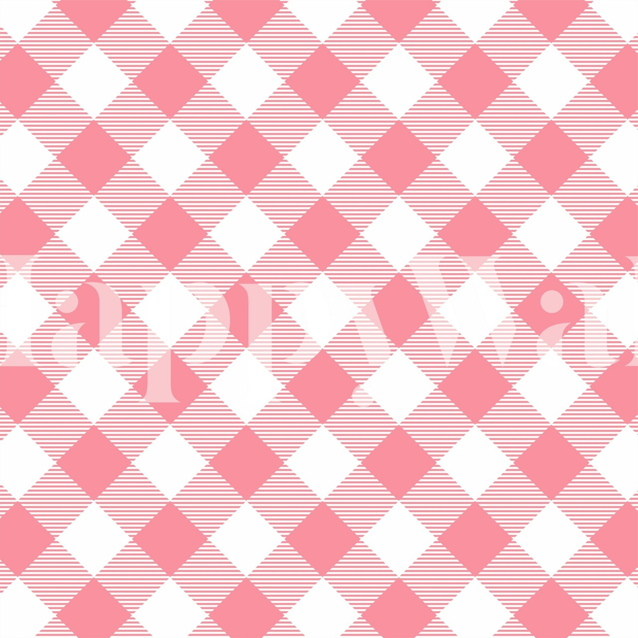 Pink and white gingham check patterned wallpaper