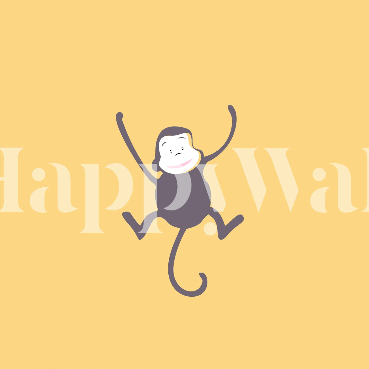 Saffron wall art featuring a cheerful monkey