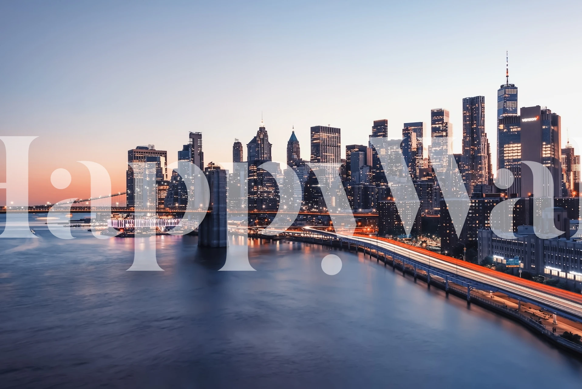 Lower Manhattan at sunset carta da parati in una stanza