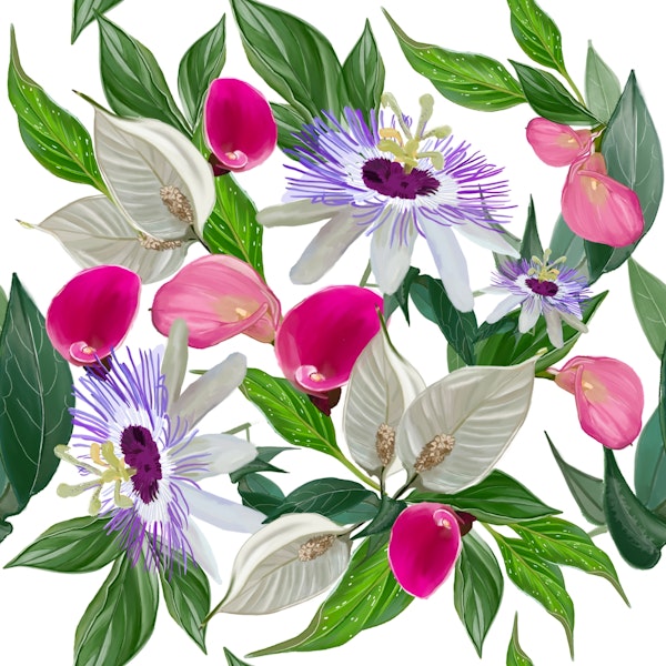 A bunch flowers pattern white