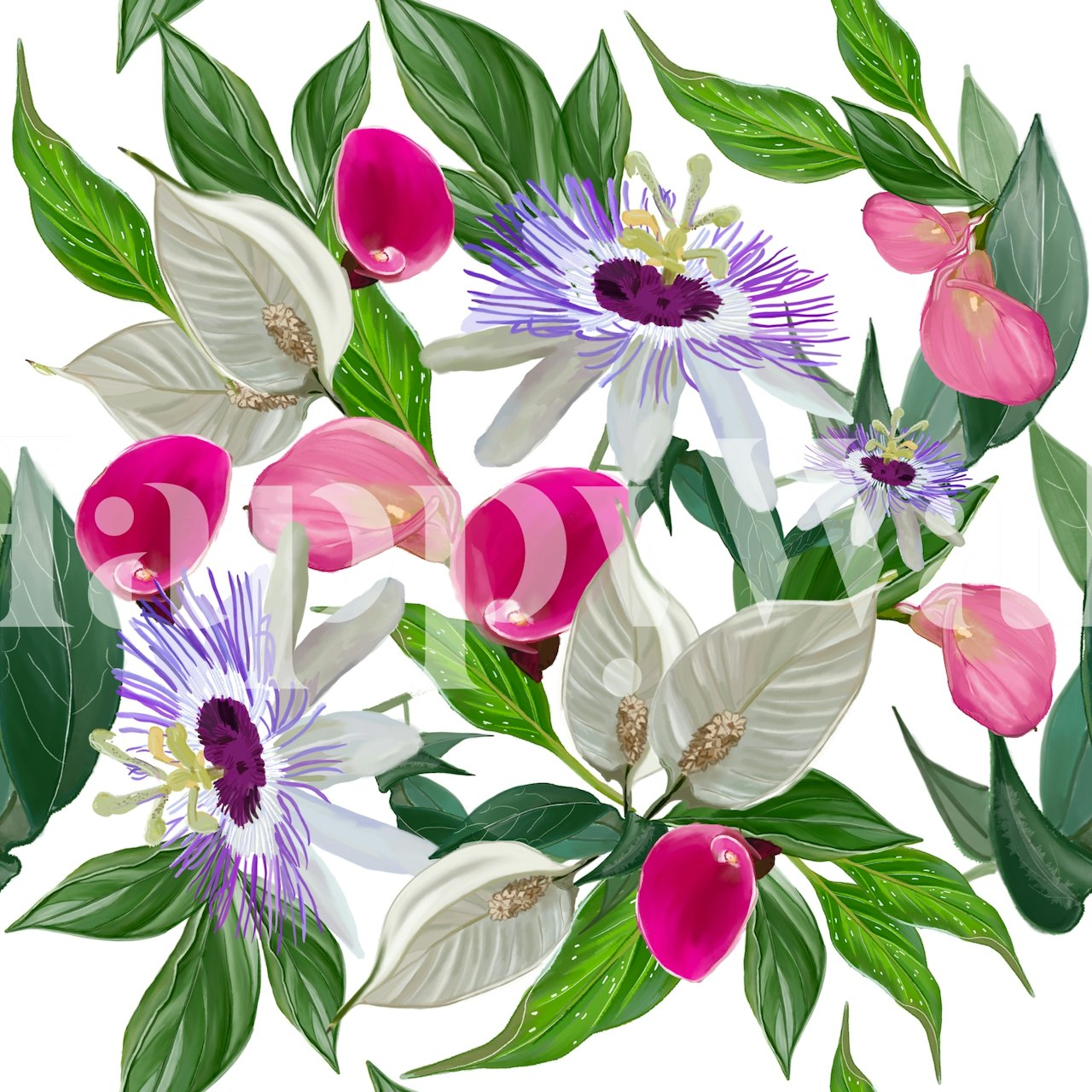 Floral wallpaper pattern in a room