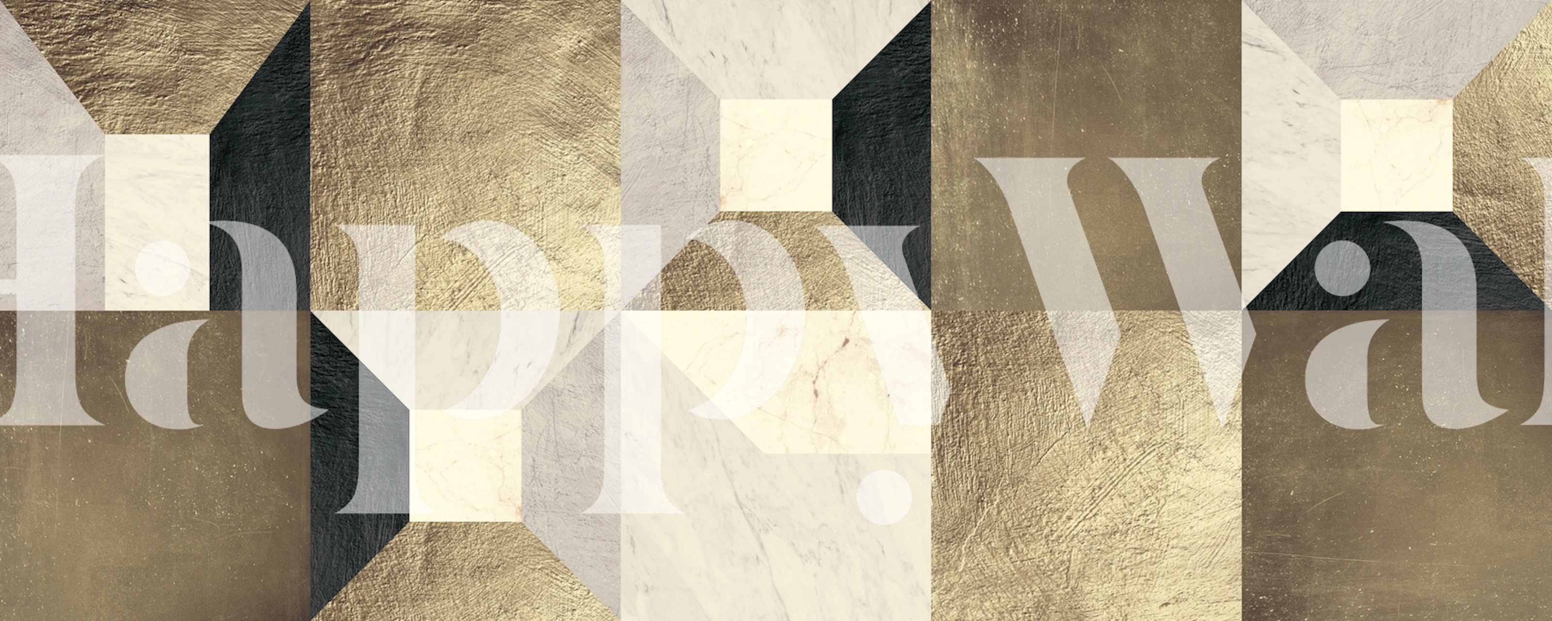 Golden geometry wallpaper in a stylish room