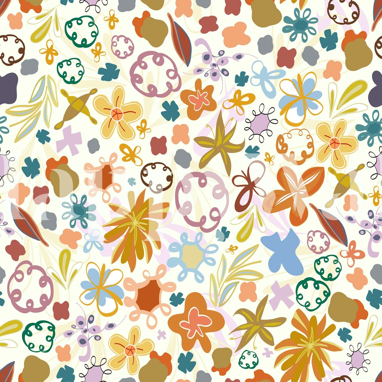 Autumn Floral Pattern Tapete in einem Zimmer