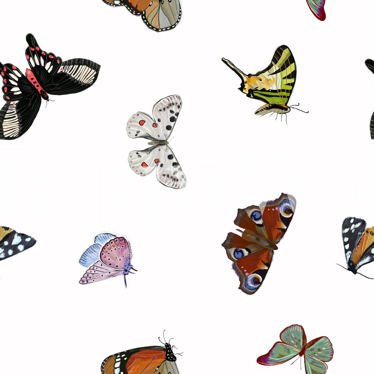 Colorful butterfly wallpaper design
