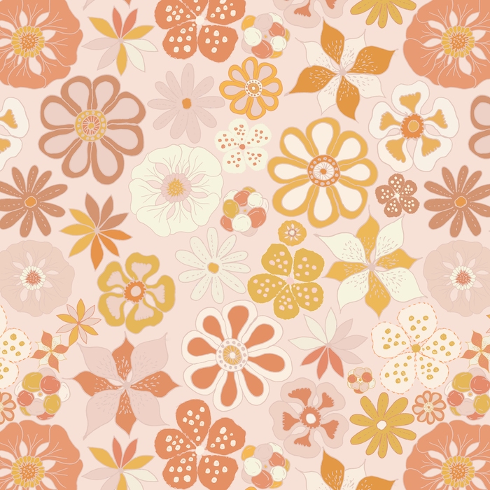 Floral Orange Pastel Colors Wallpaper | Happywall