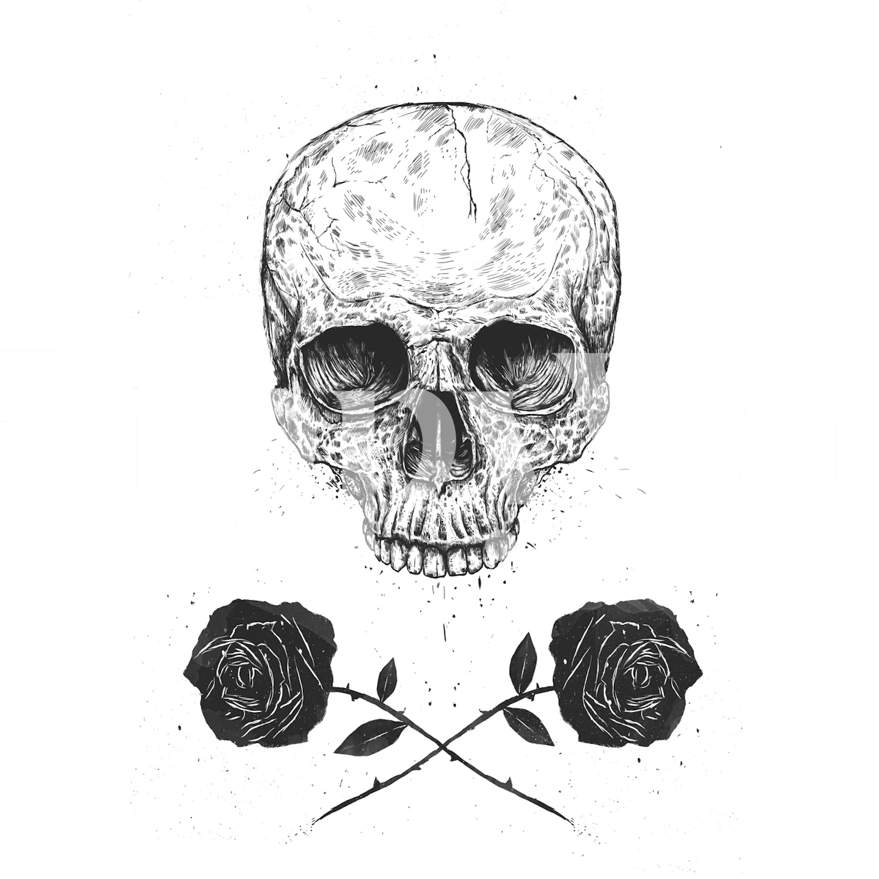 Papel de parede Skull n Roses em um quarto