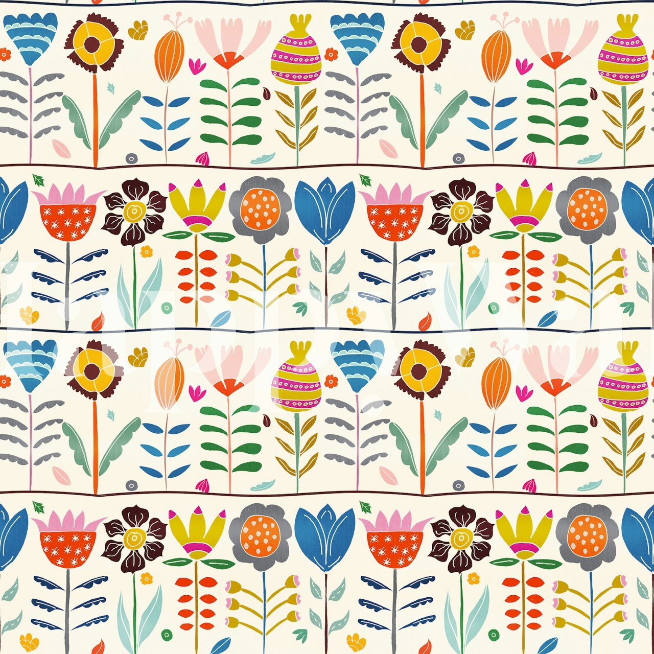 Papel de parede Bountiful Scandinavian Garden em um quarto