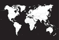 Black White World Map Outlined tapete