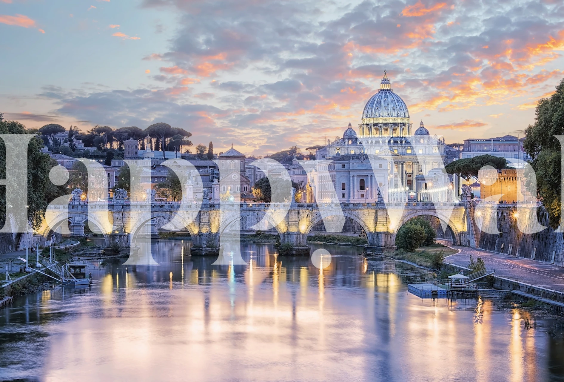 Wallpaper design of Rome at sunset
