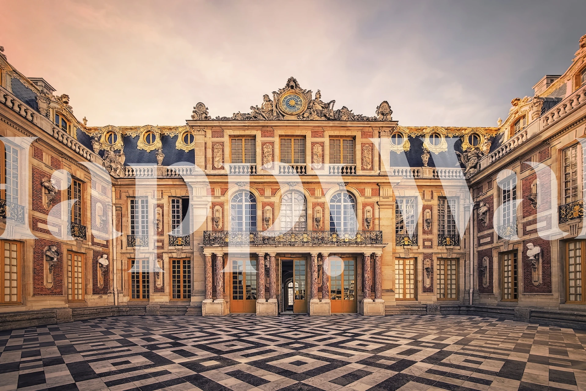 Versailles Palace intricate architectural wallpaper with warm tones