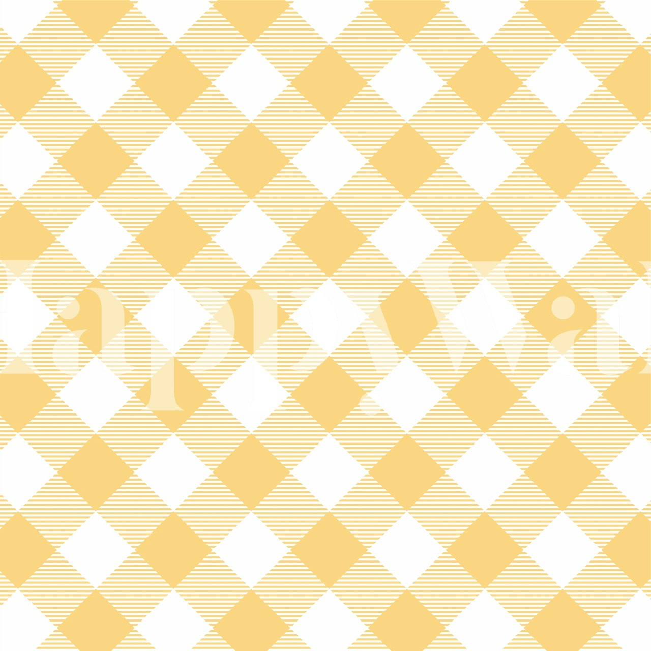 Checked pattern in saffron yellow and white wallpaper