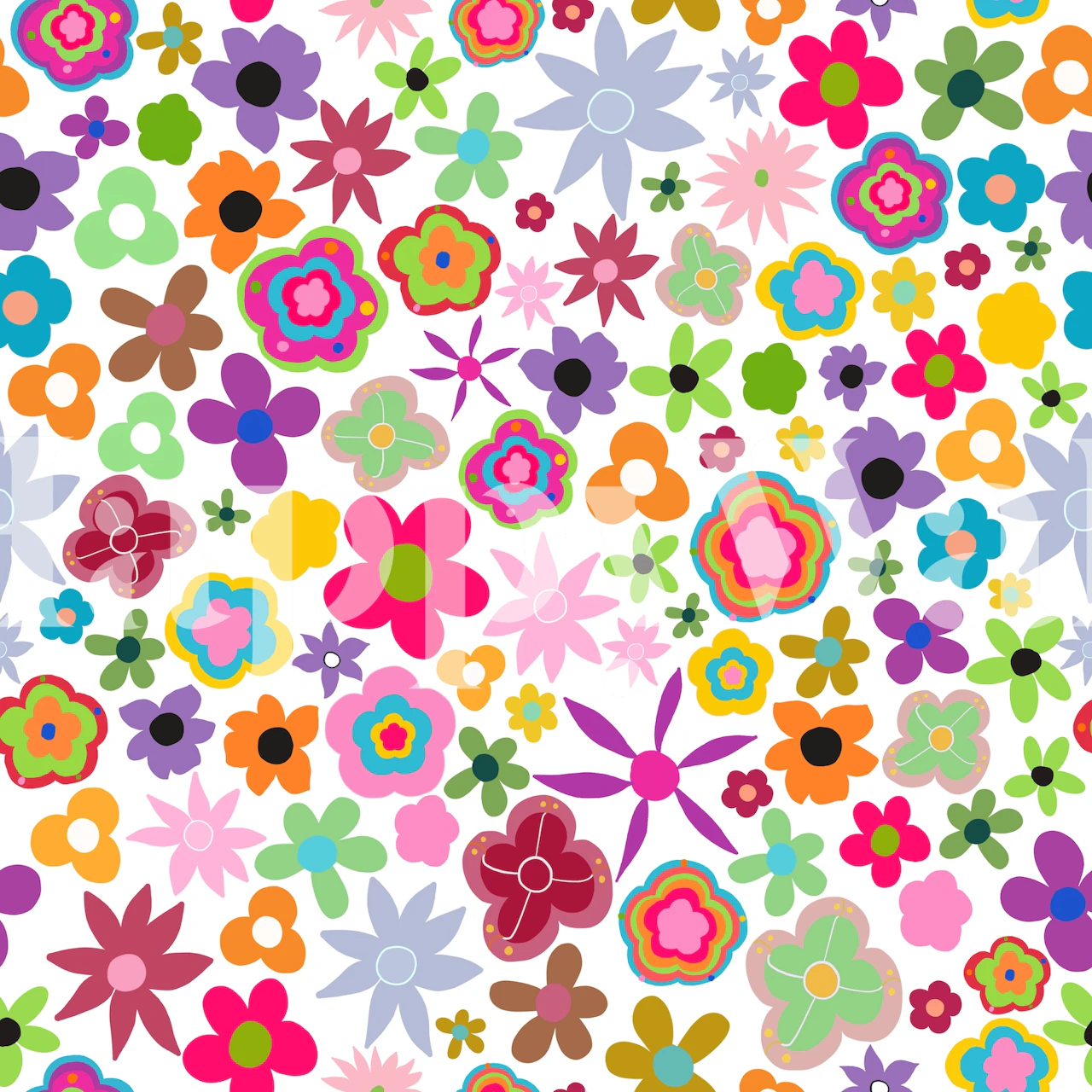 Barevný květinový design tapety v místnosti