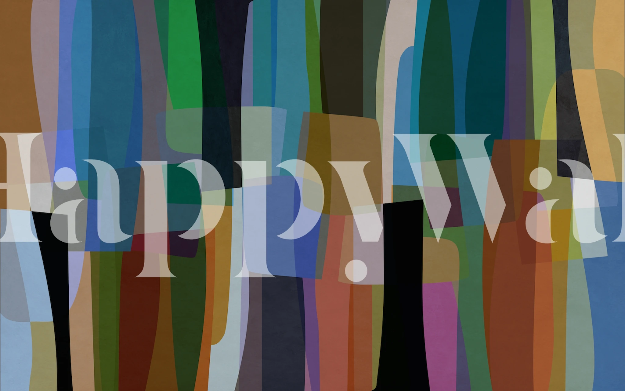 Colored and Overlapping Parts Tapete in einem Raum