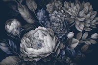 Blue Baroque Large Floral tapeta