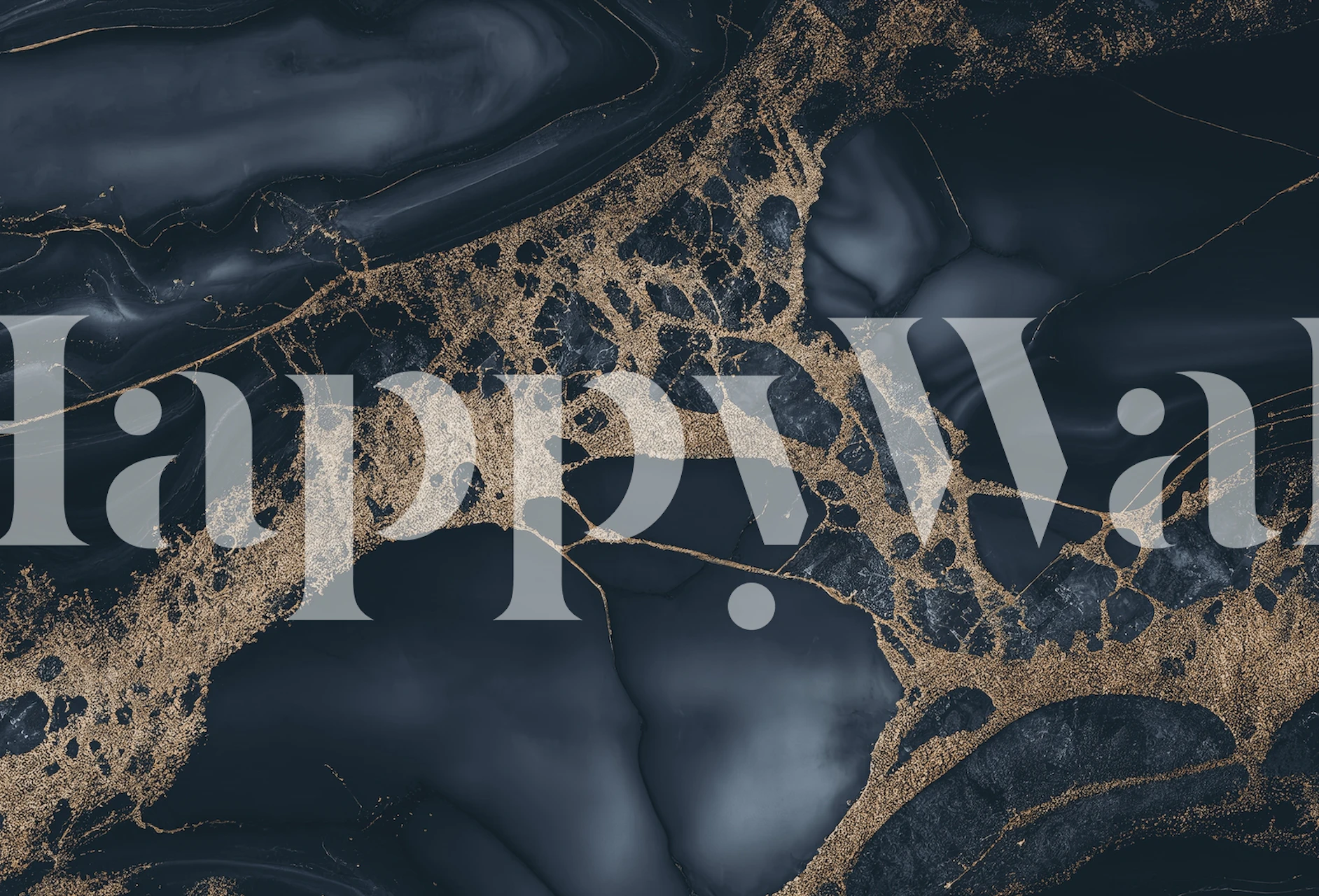 Fancy Faux Marble Blue Gold Tapetdesign