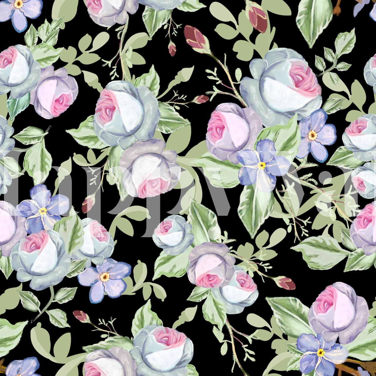 Heirloom Florals Pastel wallpaper in a room