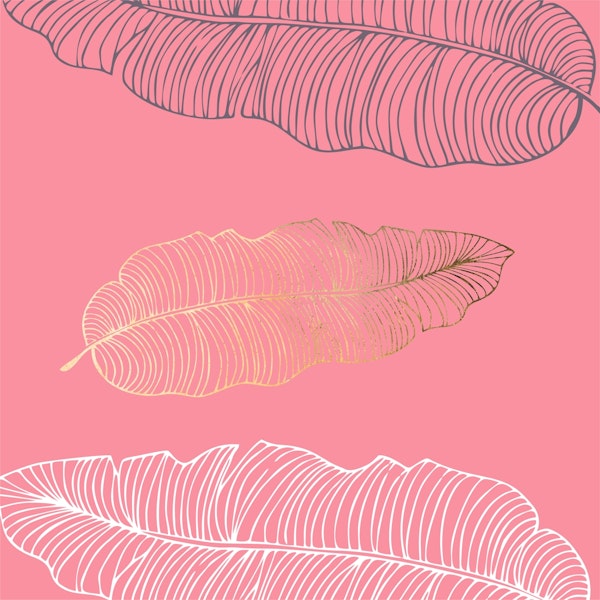 Pink Palm Leaves Nature Art