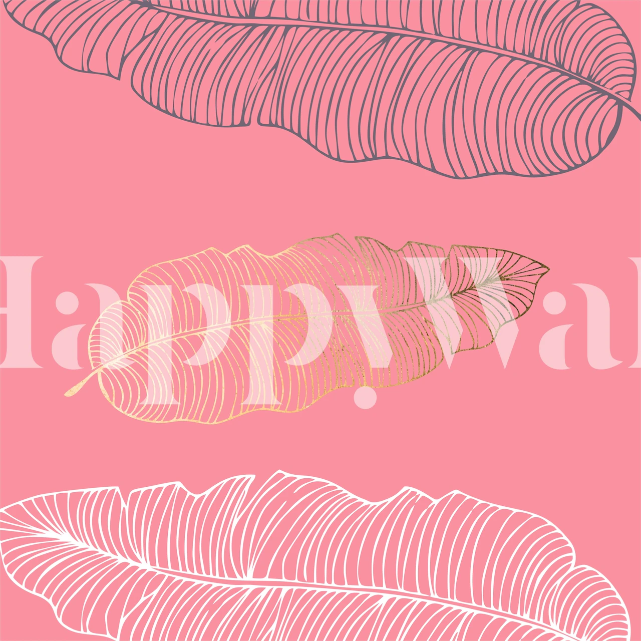 Elegantní růžový design palmového listu na jemném růžovém pozadí pro fototapetu