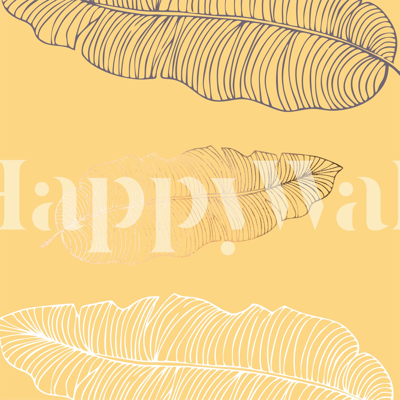 Saffron Yellow Palm Leaves Wallpaper Happywall