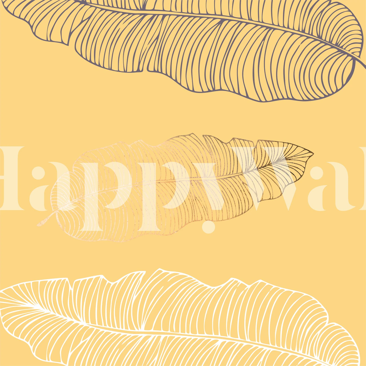 Saffron yellow palm leaves wallpaper design