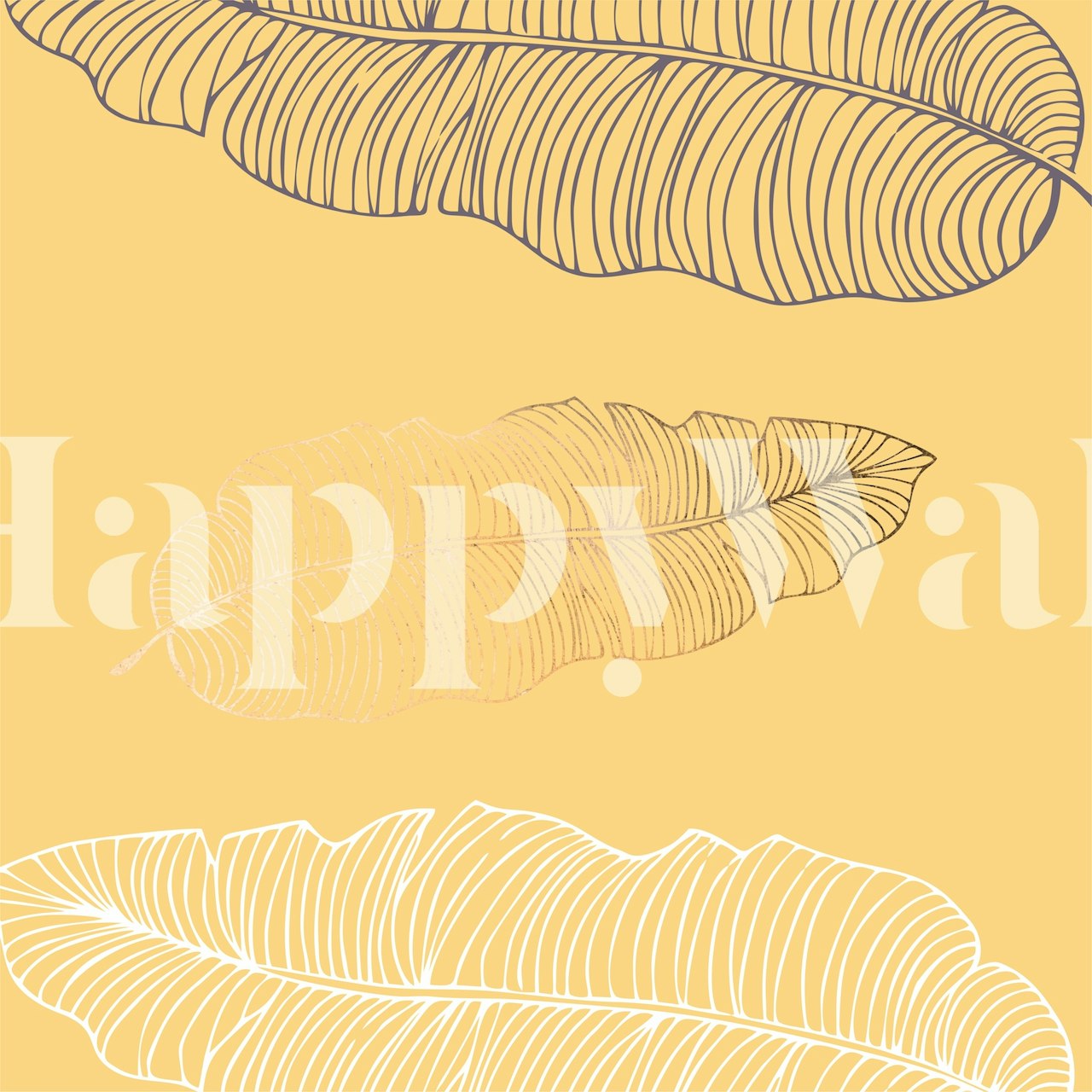 Dizajn zidne obloge Saffron Yellow Palm Leaves