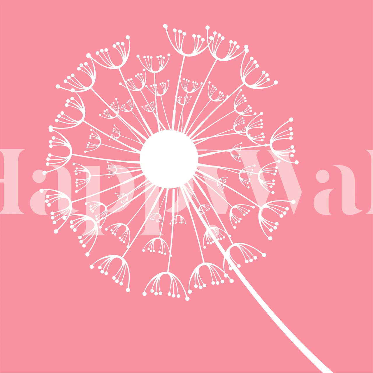 Pink Rose Dandelion Minimalism tapetdesign