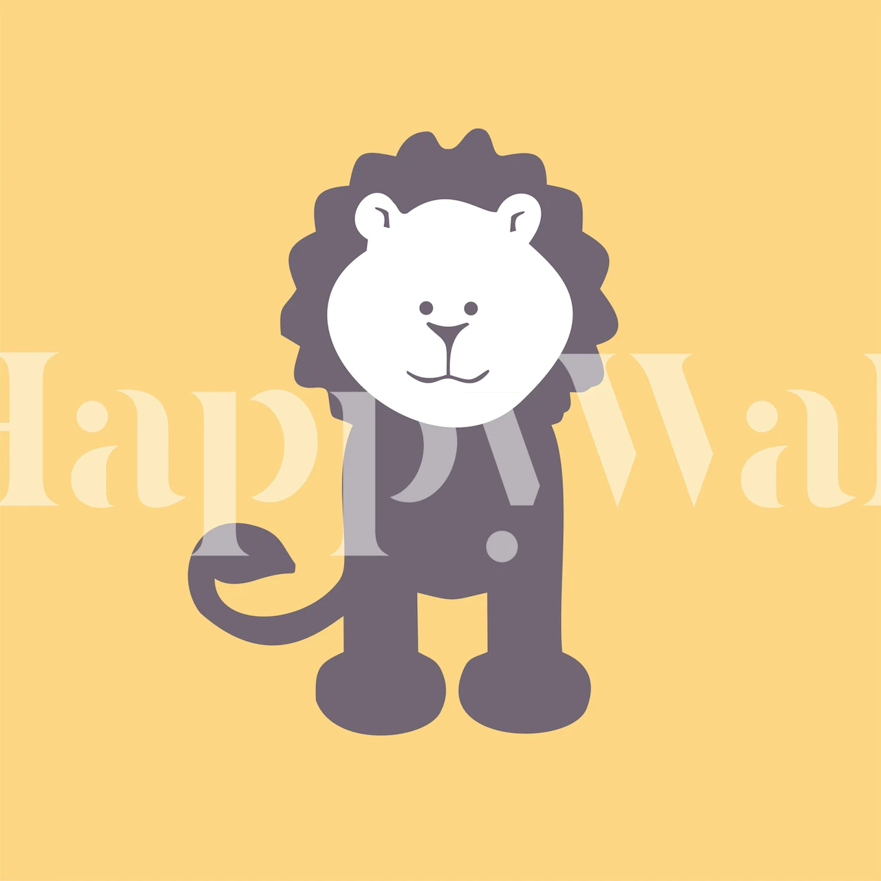 Cartoon lion on mustard yellow background wallpaper