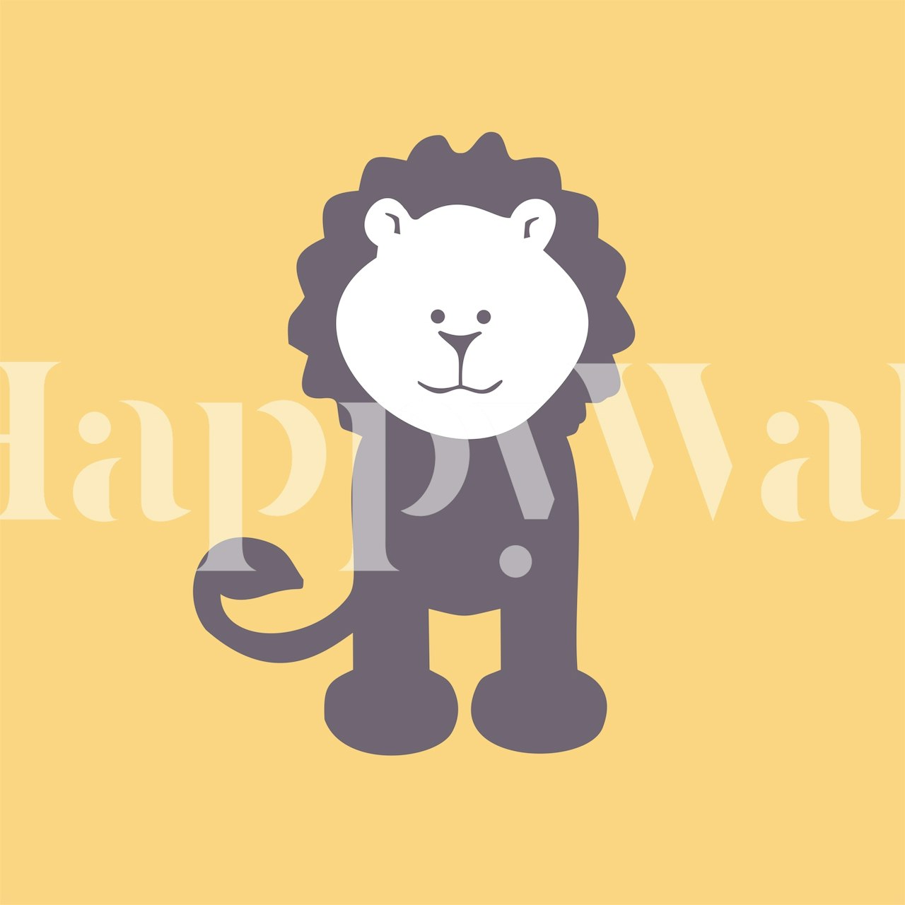Cartoon lion on mustard yellow background wallpaper