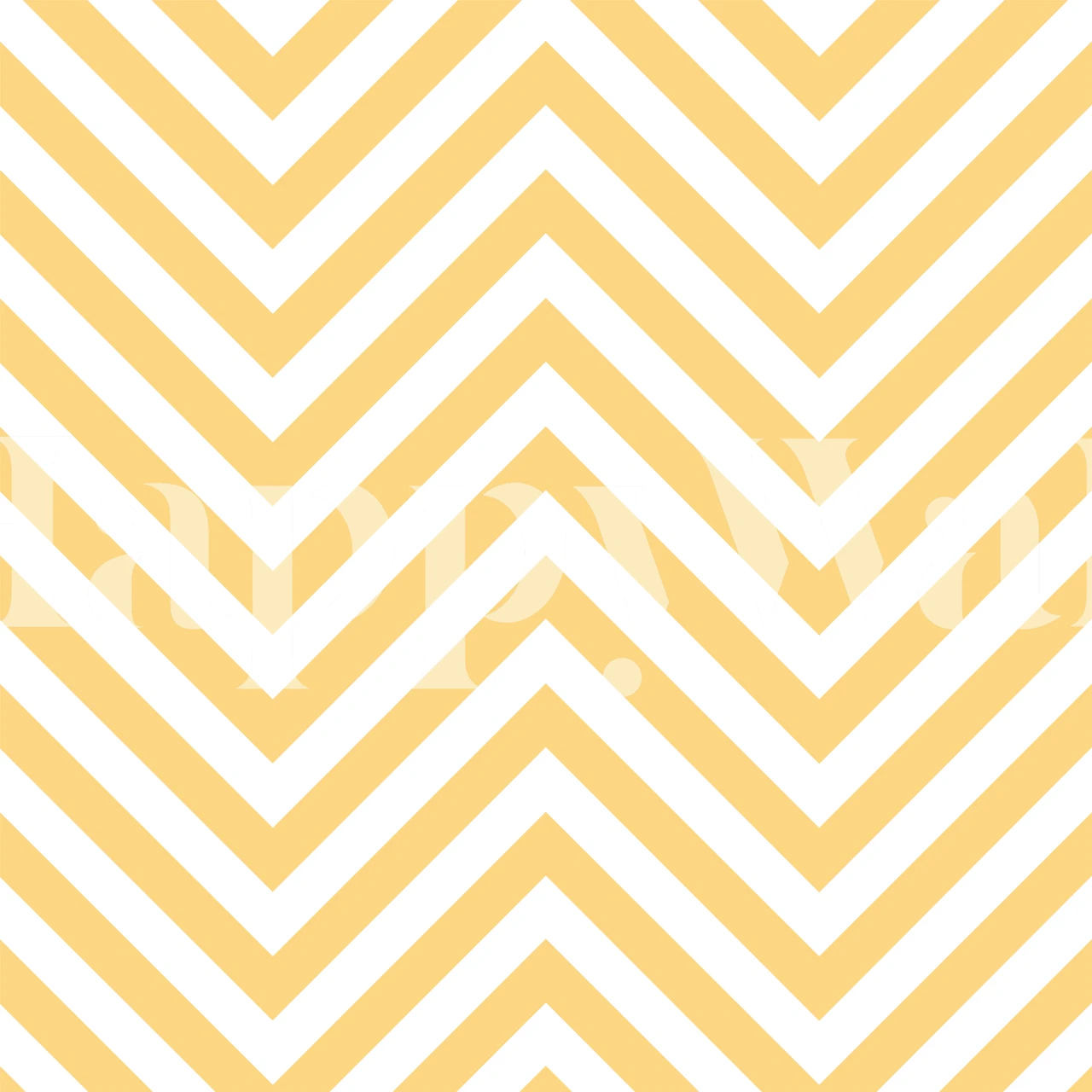 Geometric yellow white chevron wallpaper in a room