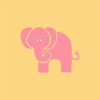 Saffron yellow pink elephant behang