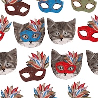 Mask and Cute Lovely Cat tapet