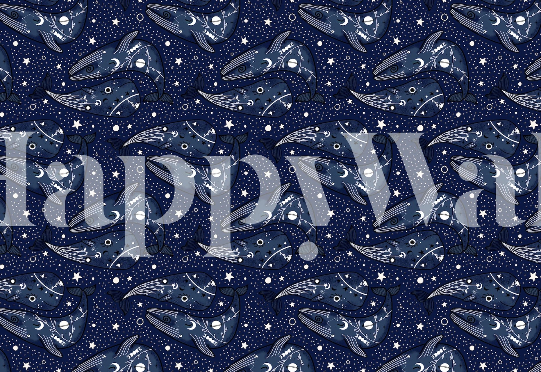 Mystic Ocean Whales tapettisuunnittelu