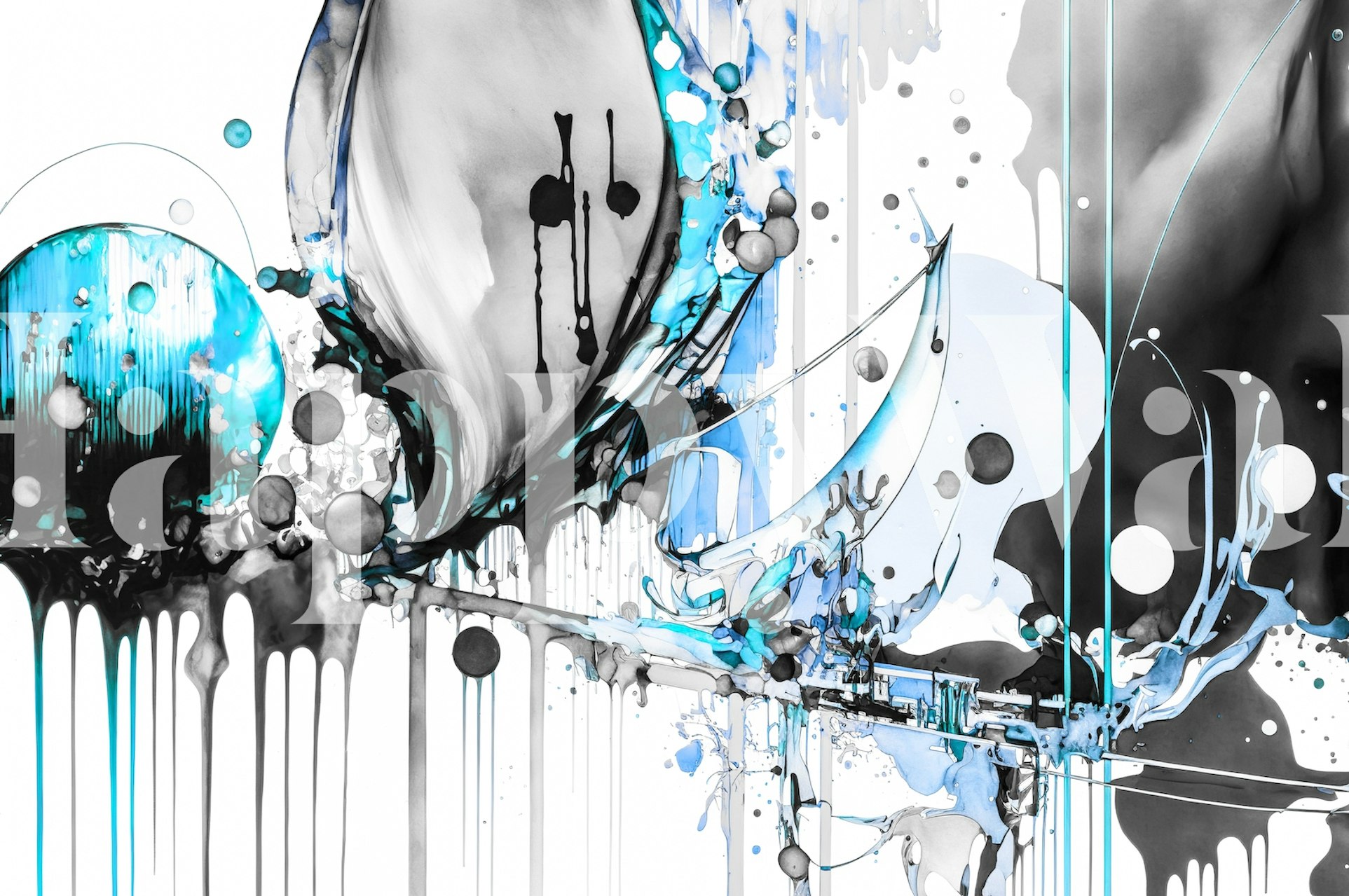 Abstract Modern Blue Art Wallpaper Happywall