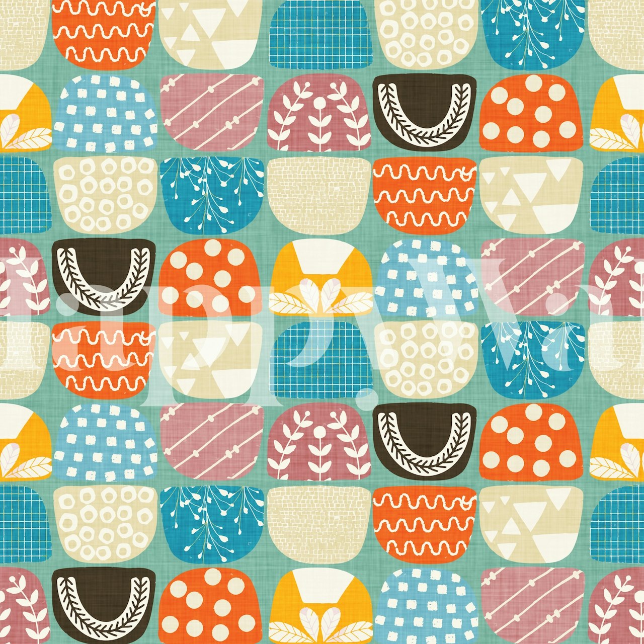 Papel de parede Mosses Blue em um ambiente de quarto