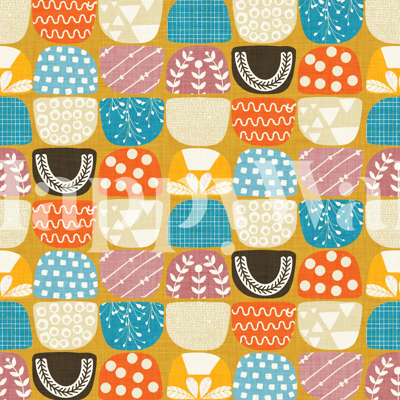 Mosses Yellow diseño de papel en una habitación