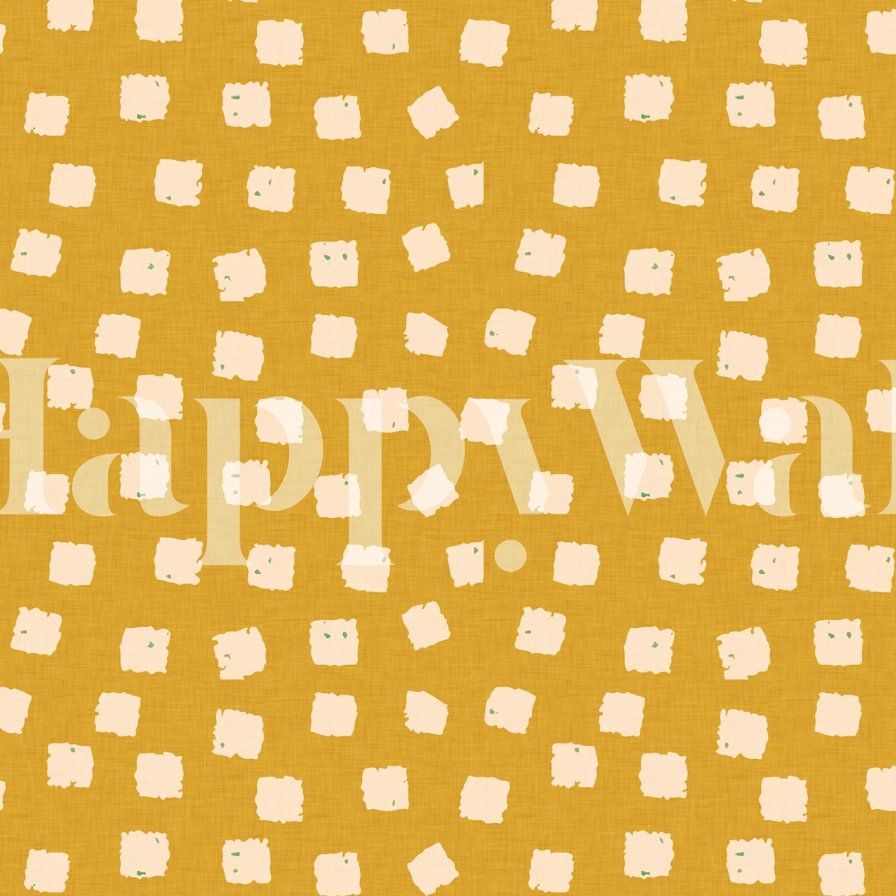 Geometric pattern in soft yellow with white squares wallpaper