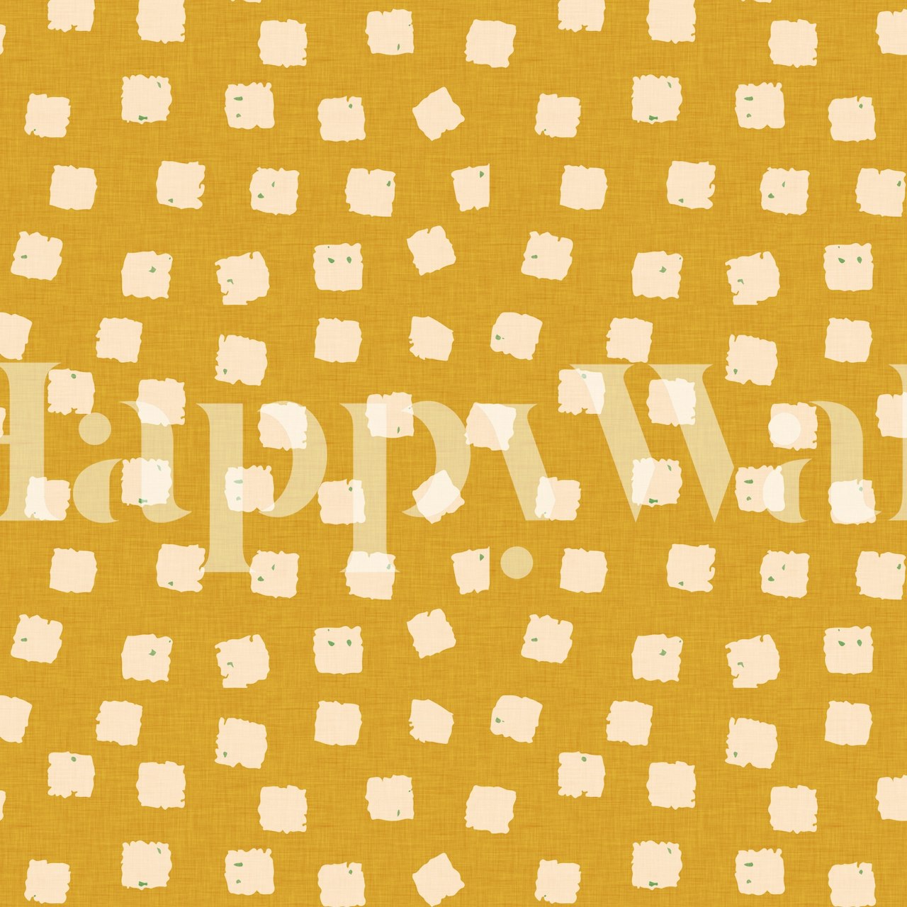 Geometric pattern in soft yellow with white squares wallpaper