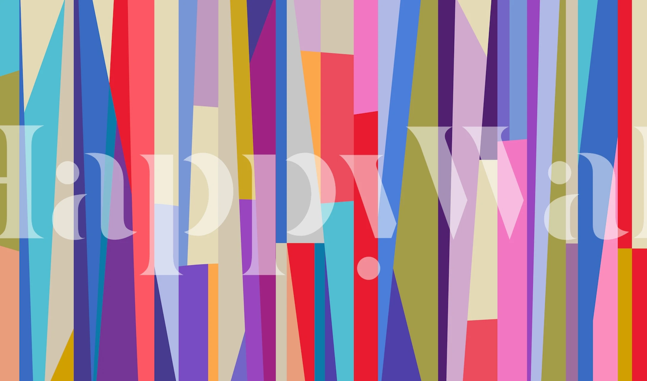 Colorful geometric design with various shapes and hues wallpaper