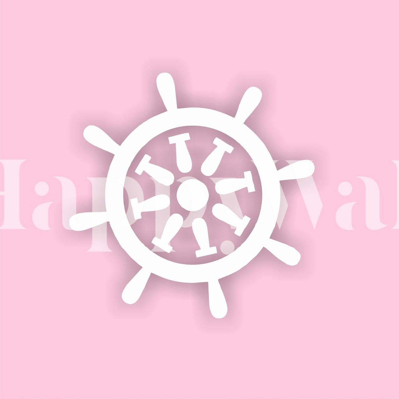 Pastel Pink White Rudder Tapete in einem Raum