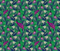 Paradise in Magenta Navy Green behang