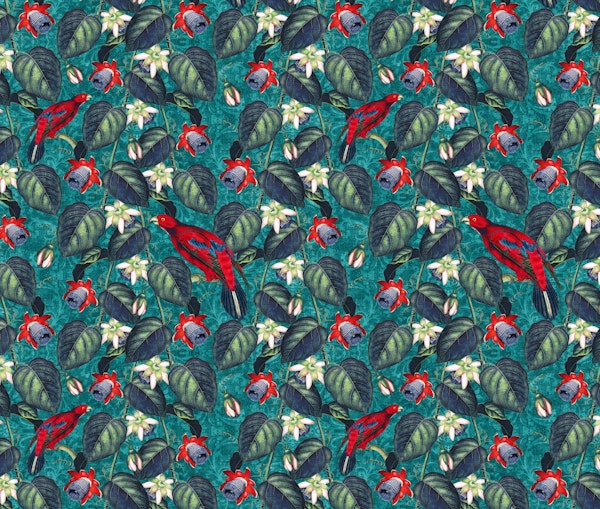 Paradise in Teal Red Green