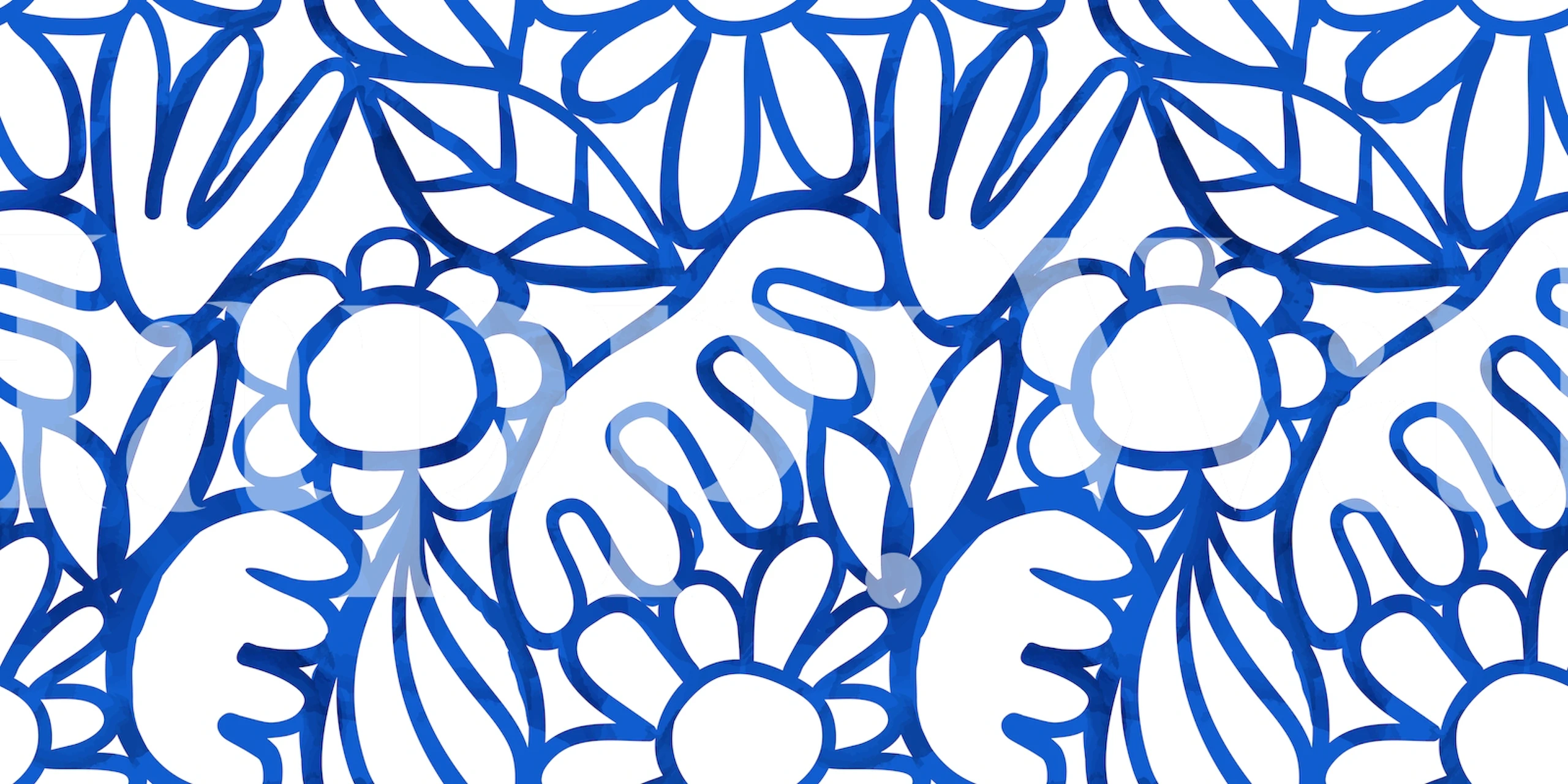 Blue floral patterns with leaves and flowers wallpaper