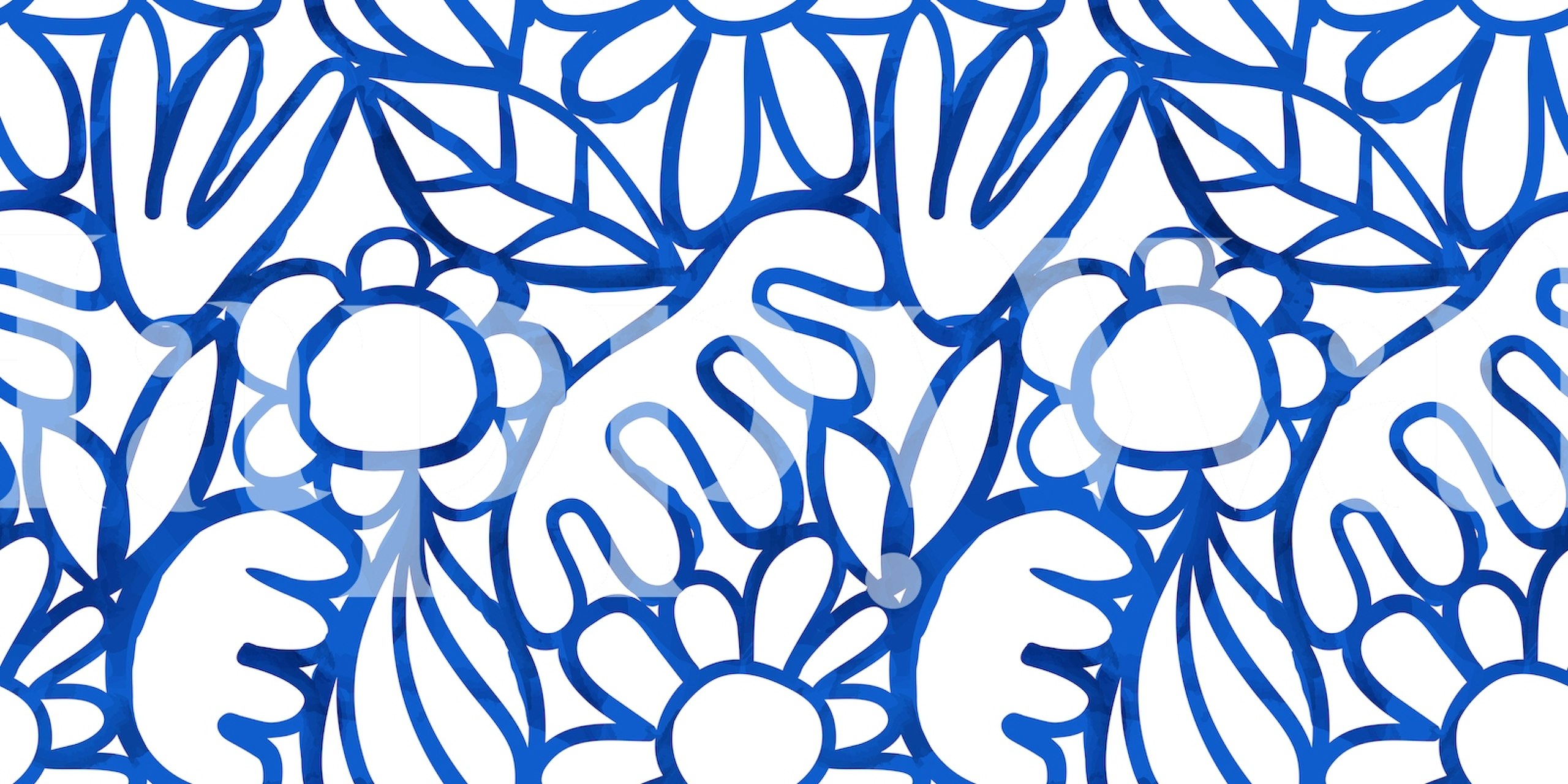 Blue floral patterns with leaves and flowers wallpaper