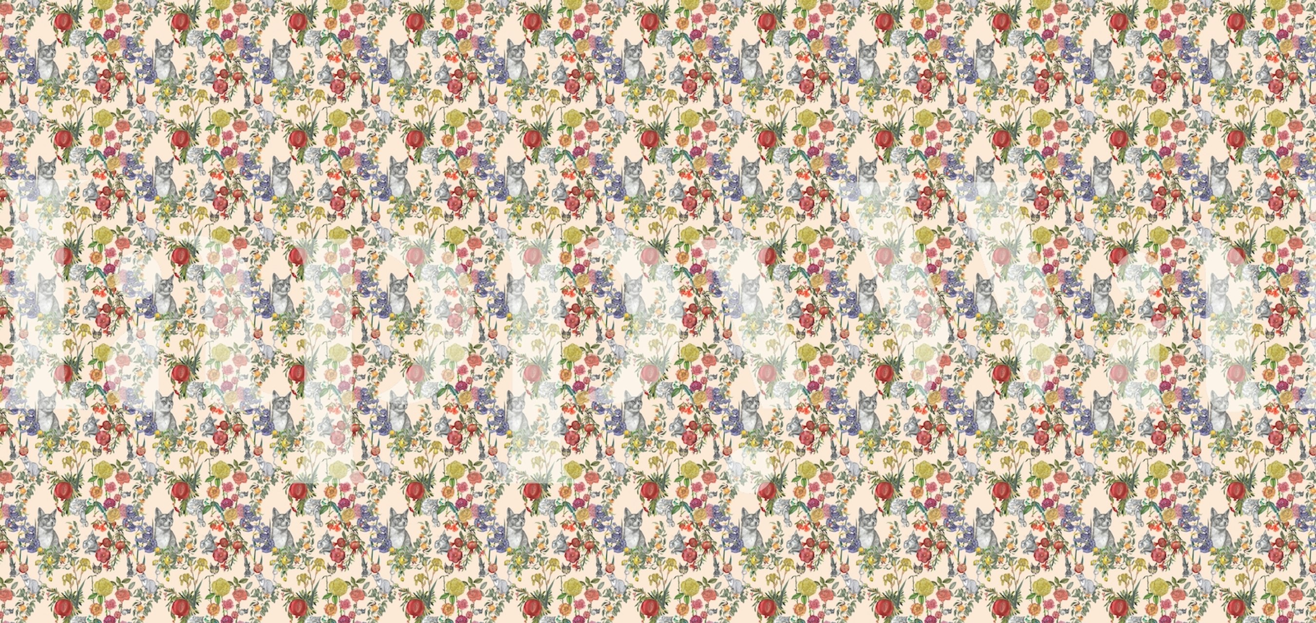 Barevné cats garden wallpaper v místnosti