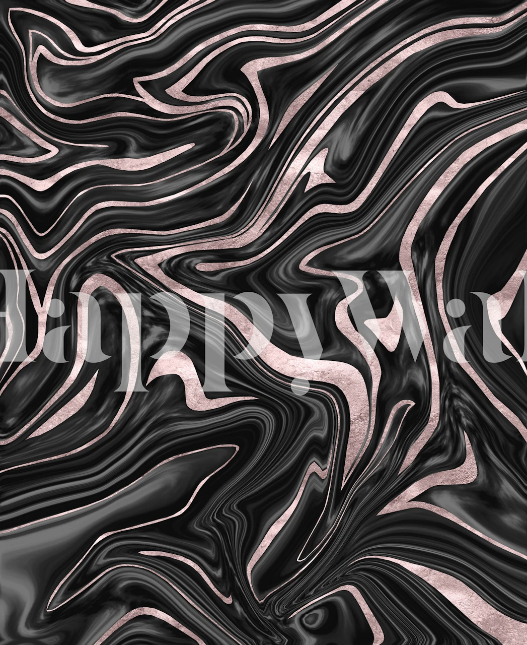 Black gray rose gold marble wallpaper in a room