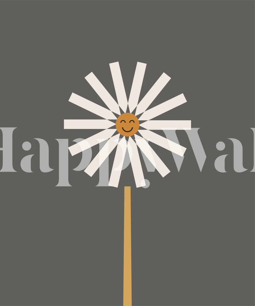 Stylized daisy illustration wall mural on a muted background
