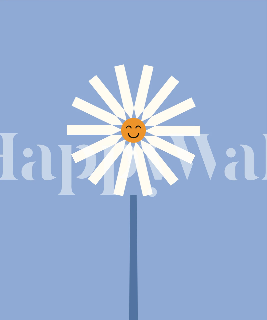 Happy Daisy blue panel wallpaper design