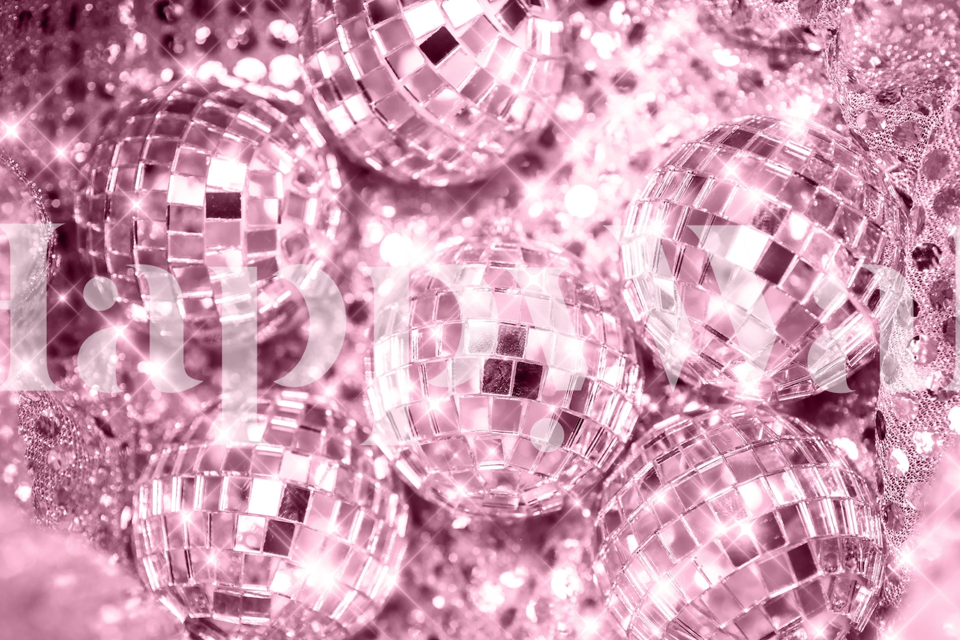 Pink disco balls wallpaper in a room