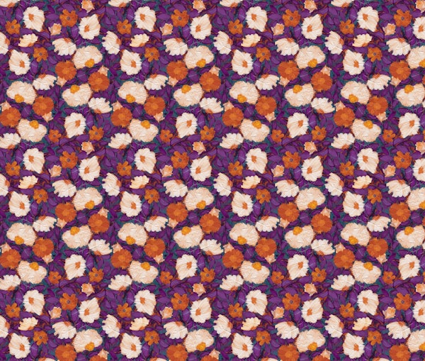 Blooms orange teal purple M